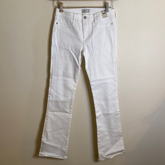 NWT Abercrombie & Fitch Harper Skinny Bootcut White Jeans Sz 27/4 - Picture 2 of 6